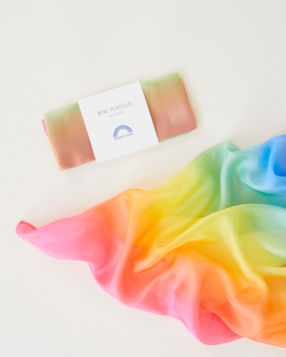 Sarah's Silks zijden speeldoek 53x53cm - regenboog image