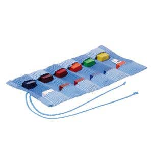 Stoffen potlodenetui voor 12 wasblokjes - blauw