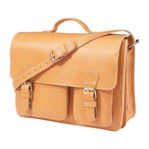 Schooltas/lerarentas, 2-v 40x30x17cm riem -Naturel