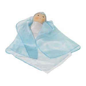 Nanchen zijden popje - blauw/wit - 30cm