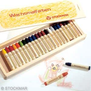 Stockmar wasstiftjes ass. 24 kl. - houten kist