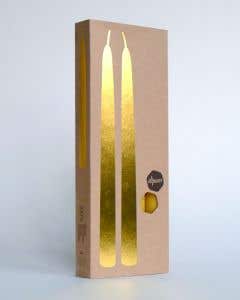 Dipam bijenwaskaarsen ivoorkleur 250 x 22 mm - 6 stuks in cadeauverpakking - B24W 