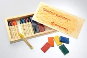 Stockmar combi 8 stiftjes + 8 blokjes -houten kist